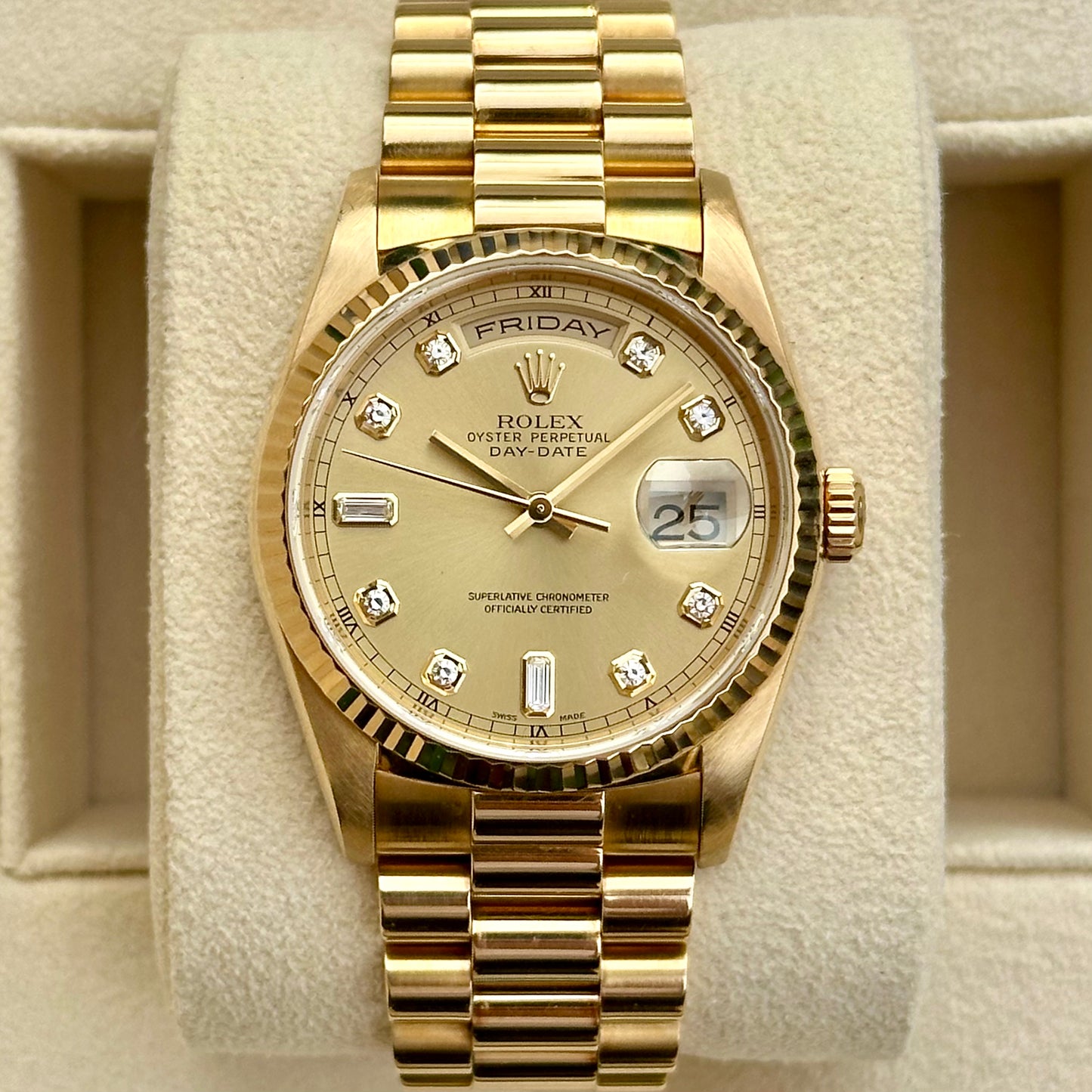 Champagne Racing Dial Day-Date 36 Champagne Diamond Dial Ref 18238 2000 – George Perpetual ...