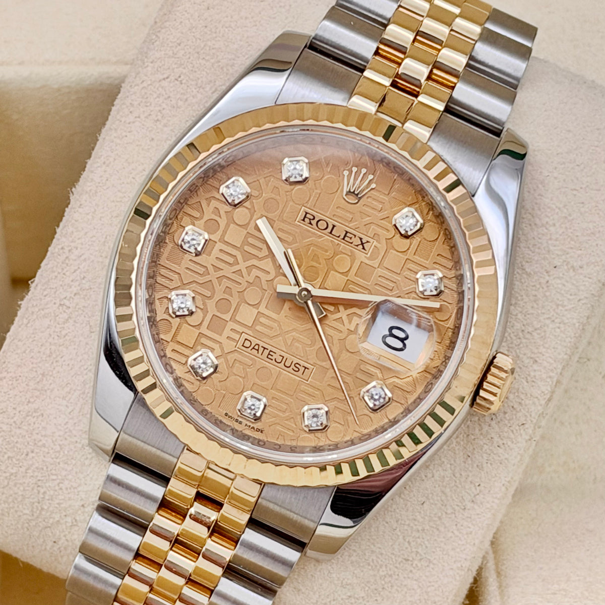 Datejust 36 Champagne Anniversary Diamond Super Jubilee 18K Yellow Gold Ref 116233G