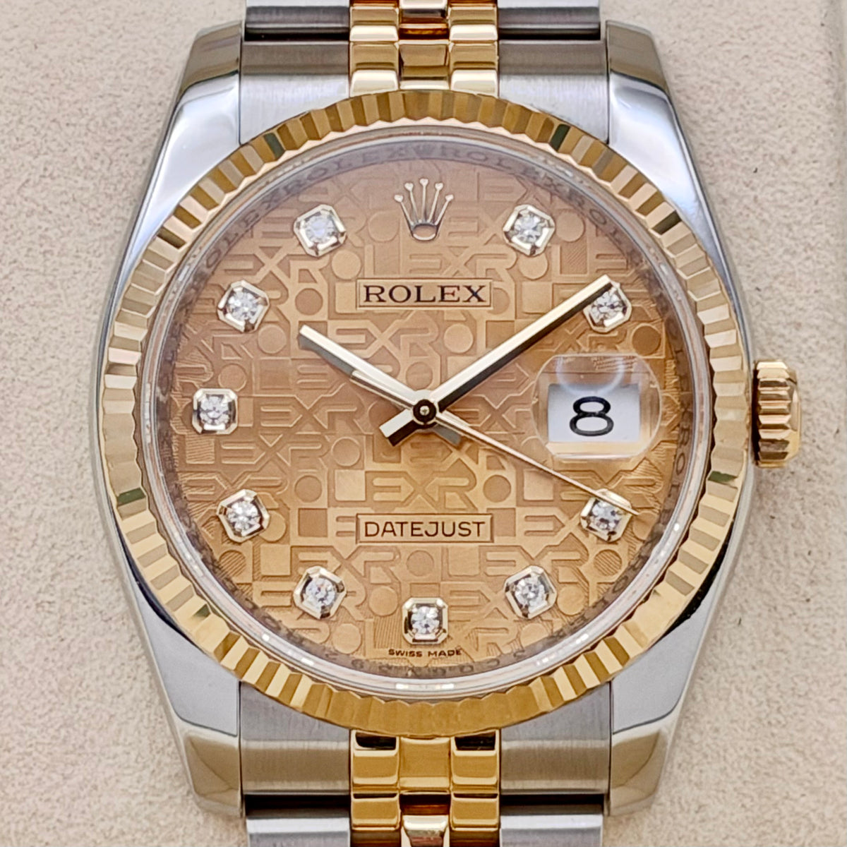 Datejust 36 Champagne Anniversary Diamond Super Jubilee 18K Yellow Gold Ref 116233G