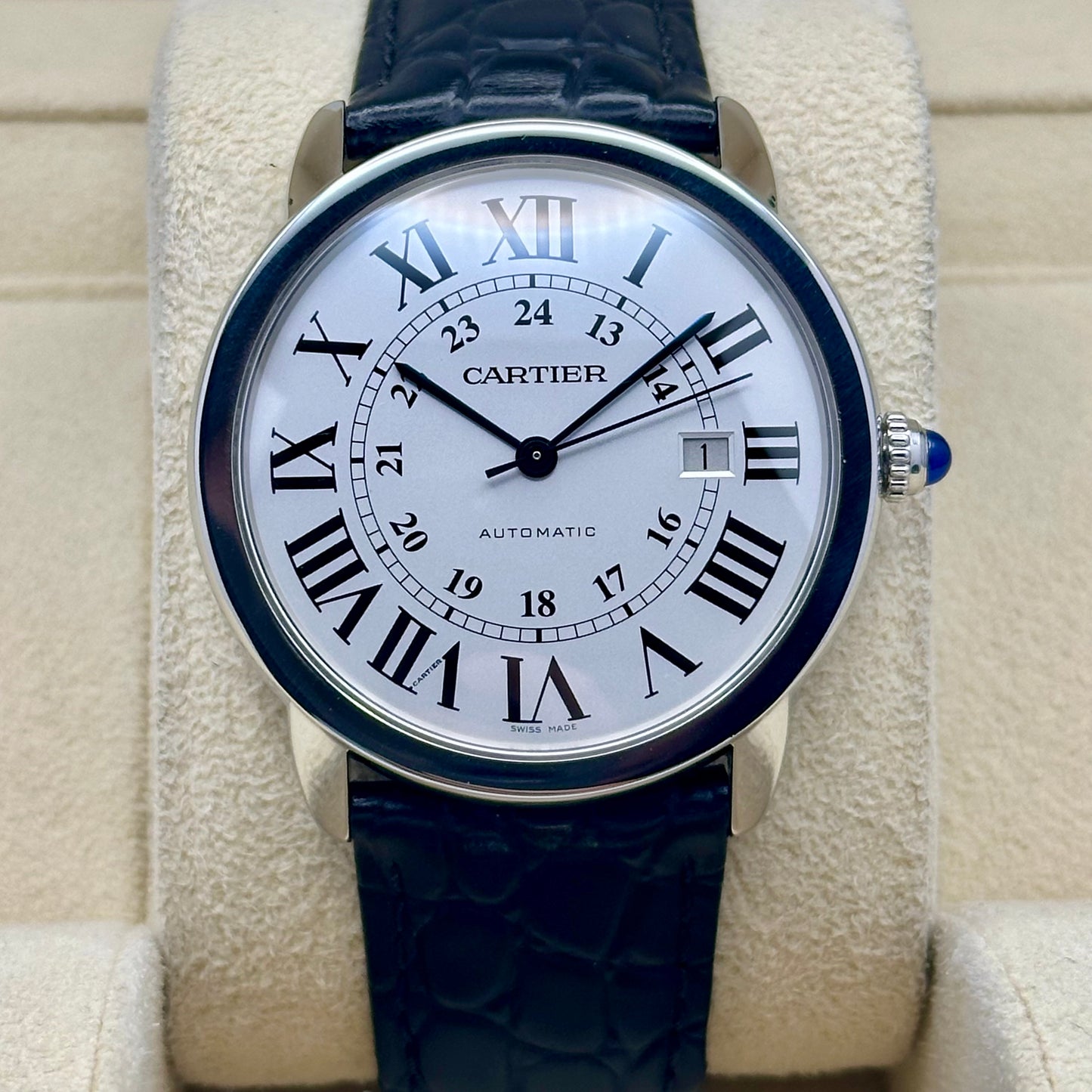 Ronde Solo De Cartier XL Automatic White Romans Ref 3517