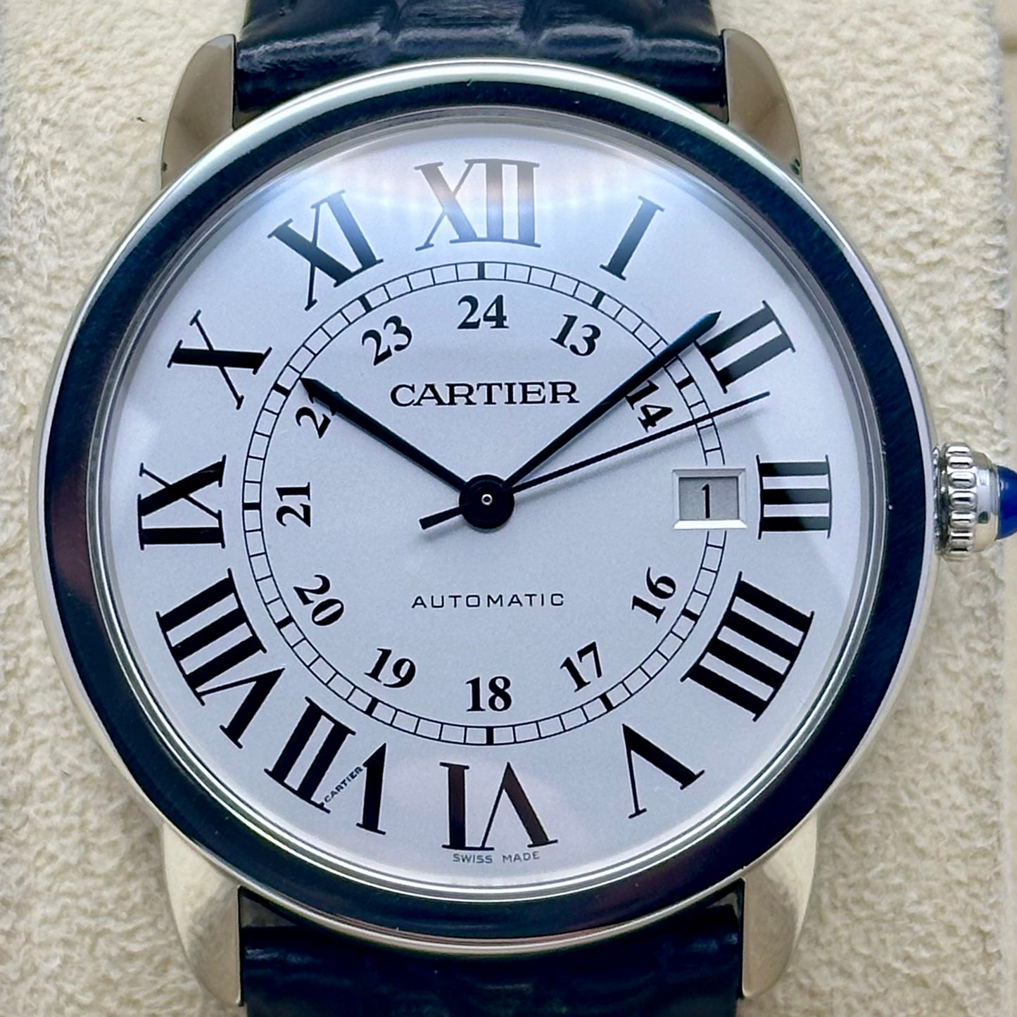 Ronde Solo De Cartier XL Automatic White Romans Ref 3517