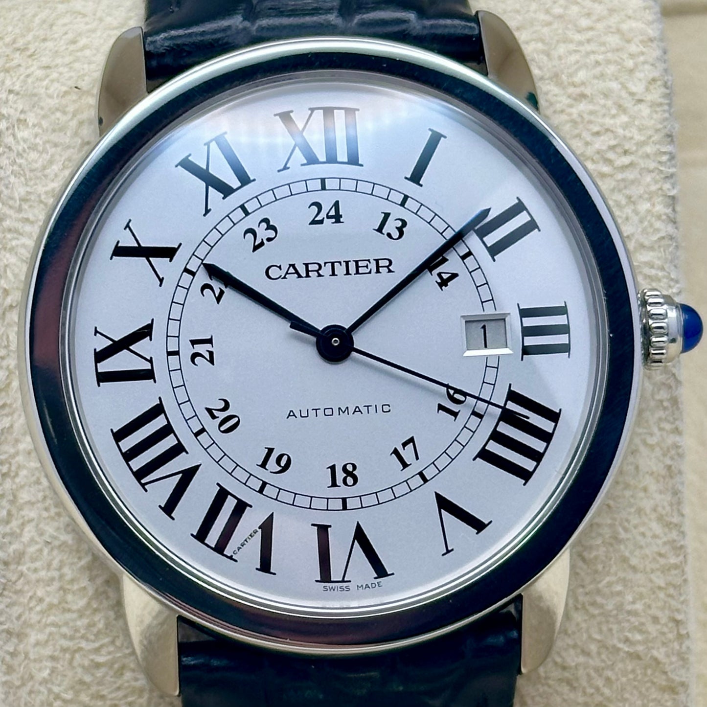Ronde Solo De Cartier XL Automatic White Romans Ref 3517