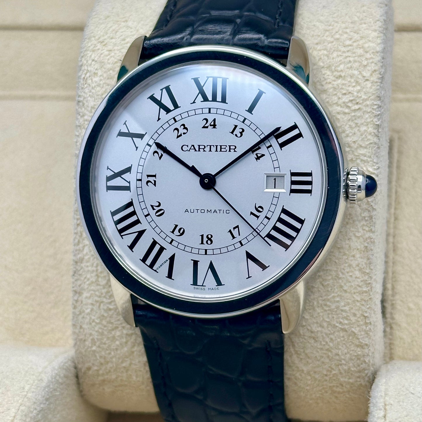 Ronde Solo De Cartier XL Automatic White Romans Ref 3517
