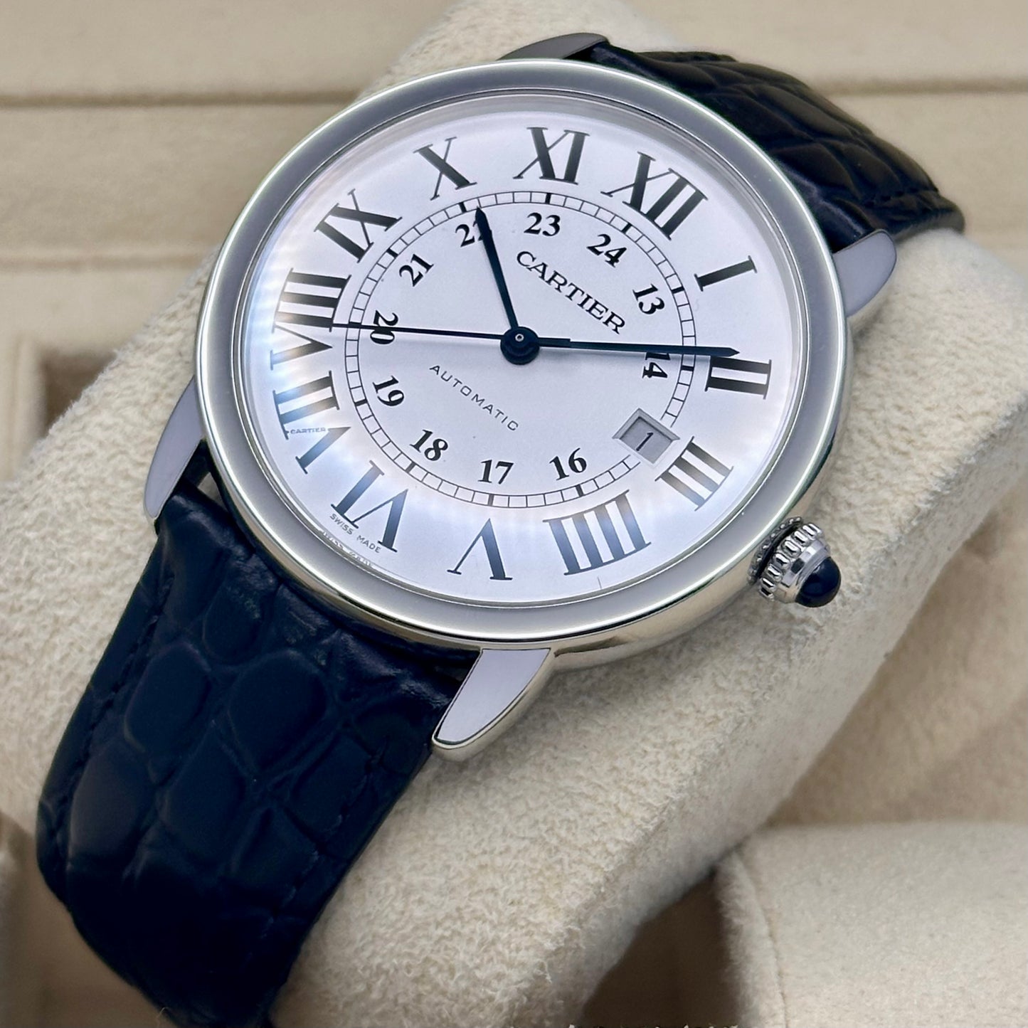 Ronde Solo De Cartier XL Automatic White Romans Ref 3517